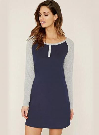 Oasap Fashion Contrast Raglan Sleeve Knit Tee Dress