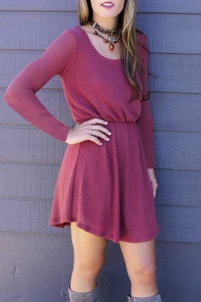 Oasap Chic Button Back Elastic Waist Dress