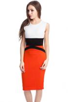 Oasap Color Block Paneled Slim Bodycon Mini Dress