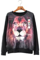 Oasap Lifelike Lion Print Sweatshirt