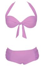 Oasap Lilac Halter Top Padded High-waist Bikini