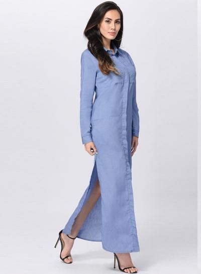 Oasap Long Sleeve Button Down Maxi Dress