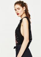 Oasap Funky Tank Top With Music Band Print