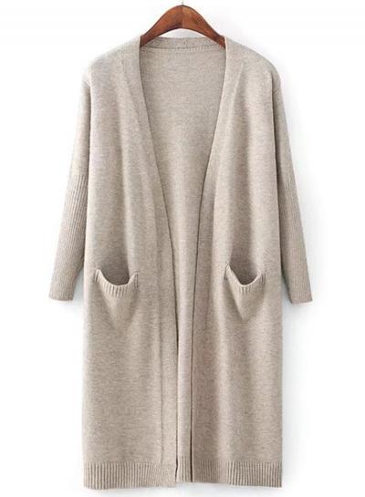 Oasap Long Sleeve Open Front Solid Cardigan