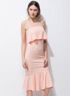 Oasap Strapless Ruffle Slim Fit Party Dress