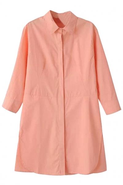 Oasap Stylish Solid Button Down Tunic Top