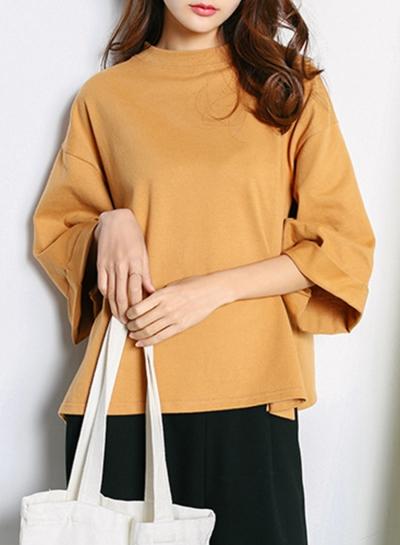 Oasap Fashion Solid Batwing Sleeve Loose Fit Tee