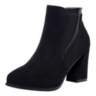 Oasap Pointed Toe Solid Color Square High Heel Boots