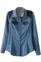 Oasap Desirable Long Sleeve Polka Dot Print Shirt