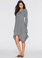 Oasap Round Neck Long Sleeve Solid Color Asymmetric Design Dress