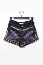 Oasap Flower Print Stud Embellished Hot Shorts