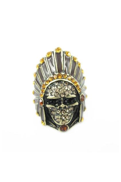 Oasap Retro Topaz Inlaid Skull Shaped Ring