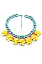 Oasap Light Blue Chain Floral Necklace