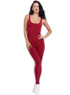 Oasap Sleeveless Backless Solid Color Sports Jumpsuits