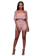 Oasap Off Shoulser Lace Ruffles High Waist Romper