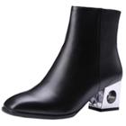 Oasap Square Toe Side Zipper Chunky Ankle Boots