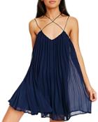 Oasap Women's Crossed Strap V Neck Pleated Chiffon Dress