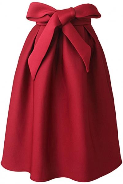 Oasap Vintage Bow Waist Side Zip Bud Skirt