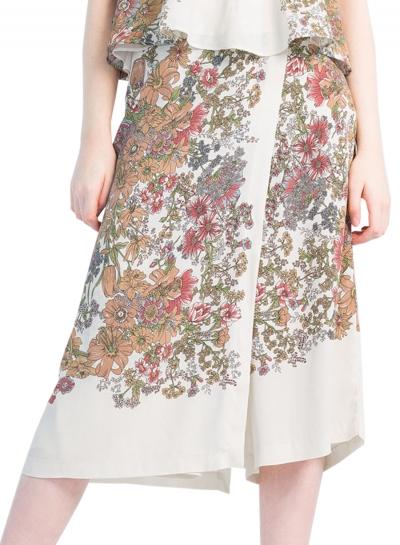 Oasap Women's Vintage Floral Print Elastic Waist Wide-legs Pants