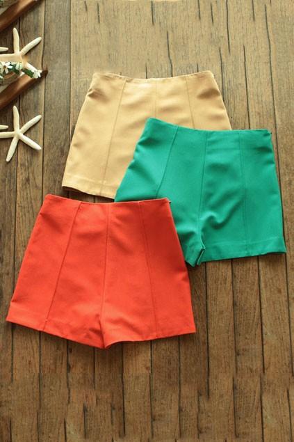 Oasap Elegant Candy Color High Waistline Shorts