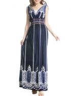 Oasap Women's Summer V-neck Sleeveless Print Boho Maxi Beach Dress