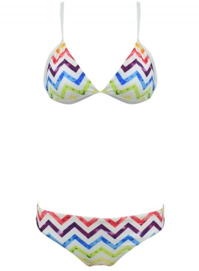 Oasap Women's Fashion Two Piece Chevron Print Bikini Swimsuit Set