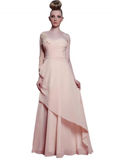 Oasap Women's One Shoulder Flower Maxi Bridesmaid Evening Dress