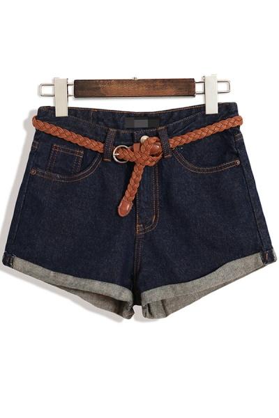 Oasap Cuffed High Waisted Jean Shorts