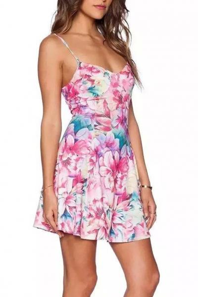 Oasap Gorgeous Floral Print Slip Dress