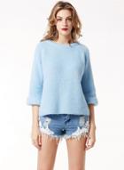 Oasap Fashion Solid Loose Fit Pullover Sweater