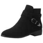 Oasap Plush Chunky Heels Ankle Strap Boots