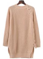 Oasap Side Lace-up Slit Knit Pullover Sweater
