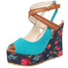 Oasap Peep Toe Platform Wedge Heels Cross Strap Floral Sandals