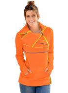 Oasap Long Sleeve Zip And Piping Trim Orange Sweatshirt