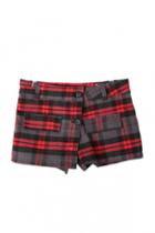 Oasap Elegant Check Detail Low Waistline Skirt Design Shorts