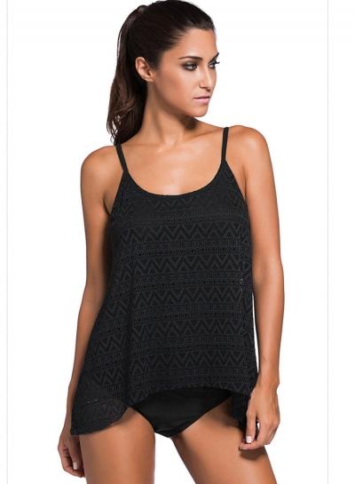 Oasap Fashion Solid 2 Piece Tankini Set