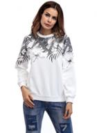 Oasap Round Neck Long Sleeve Printed Tee Shirt