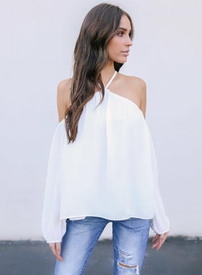 Oasap Halter Off Shoulder Long Sleeeve Loose Blouse