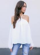 Oasap Halter Off Shoulder Long Sleeeve Loose Blouse
