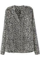 Oasap Leopard Pattern Spiked Button Down Shirt