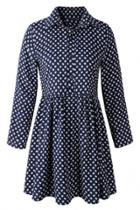Oasap Adorable Patterned Pleated Shirt Dress