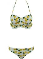 Oasap Women's Pineapple Graphic Flounce Trim Two Piece Bikini