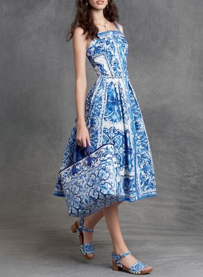 Oasap Women's Vintage Floral Graphic Strappy Dress