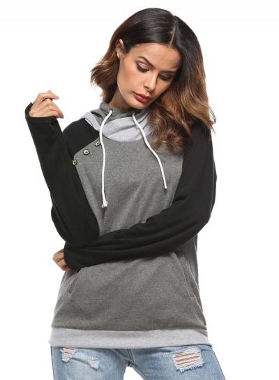 Oasap Fashion Color Block Hoodie With Kangaroo Pocket