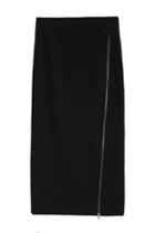 Oasap Exposed Zip Embellished Ankle Length Slim Skirt