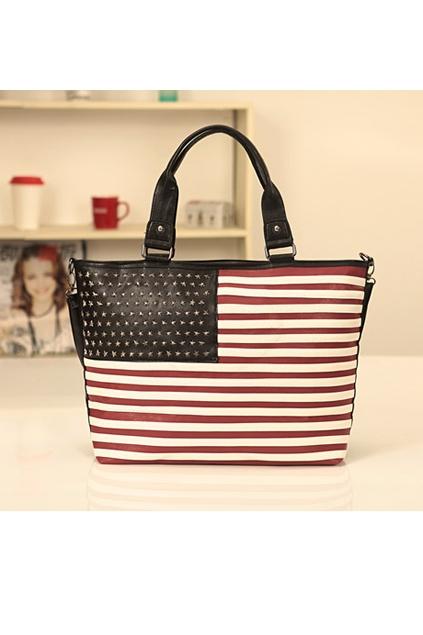 Oasap Contrast Color Metal Star Embellished Shoulder Bag