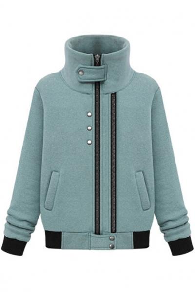 Oasap Relaxed Zippered Sweatshirt Jacket