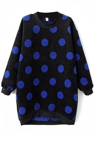 Oasap Polka Dot Pullovers High-low Sweatshirt