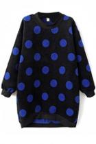 Oasap Polka Dot Pullovers High-low Sweatshirt