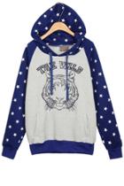 Oasap Tiger Embroidered Fleece Hoodie